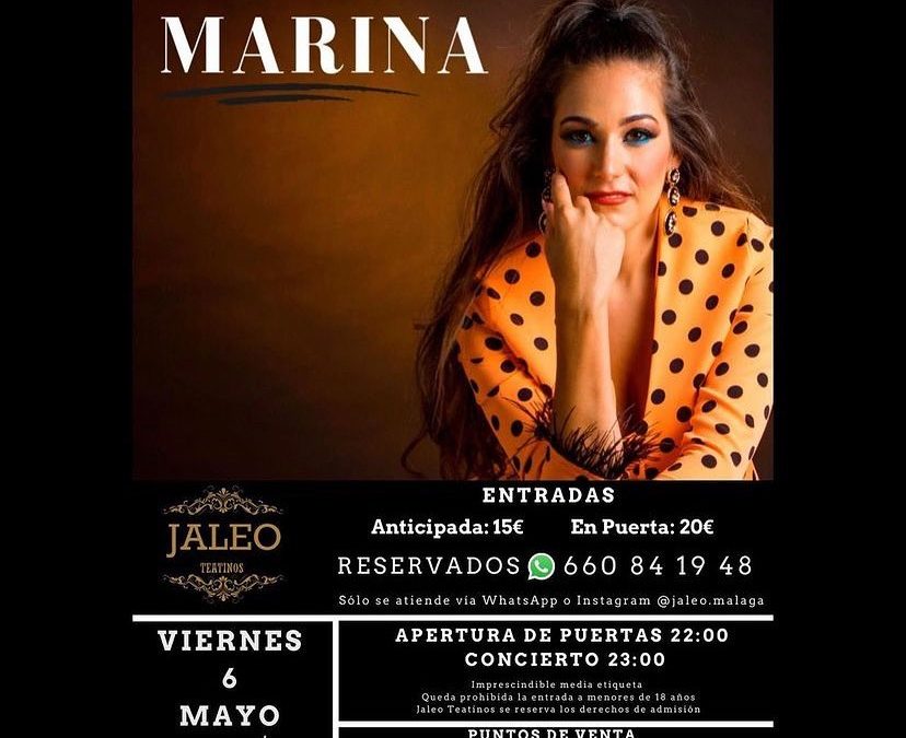 Marina Concierto 6 mayo 2022 en Sala Jaleo – Teatinos- Malaga